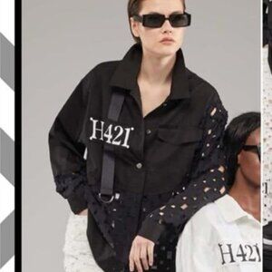 H4, black funky shirt-jacket brand new.